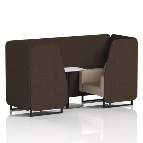 Brixworth 2 Seater Booth With Black Legs And White Table With Black Leg In Synergy Fabric - Wed Panels And Affix Sofa