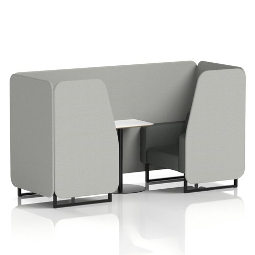 Brixworth 2 Seater Booth With Black Legs And White Table With Black Leg In Sumi Fabric - Tokyo Panels And Kobe Sofa