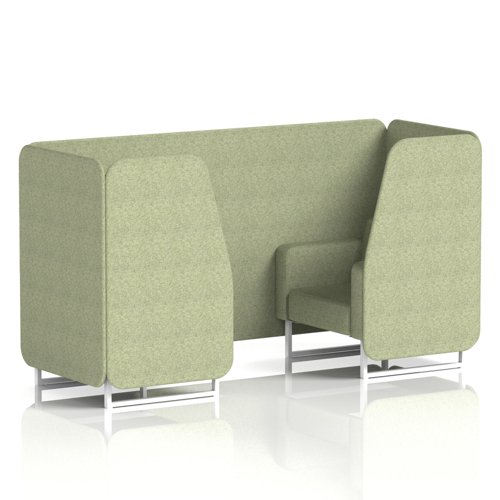 Brixworth 2 Seater Booth With White Legs In Rivet Fabric - Burnish Panels And Sofa