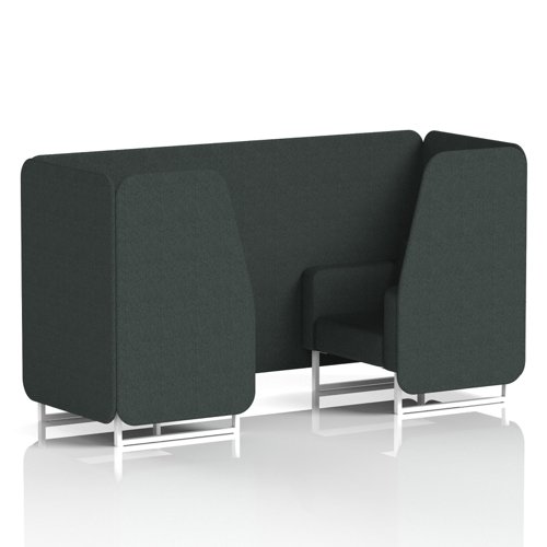 Brixworth 2 Seater Booth With White Legs In Rivet Fabric - Charcoal Panels And Sofa