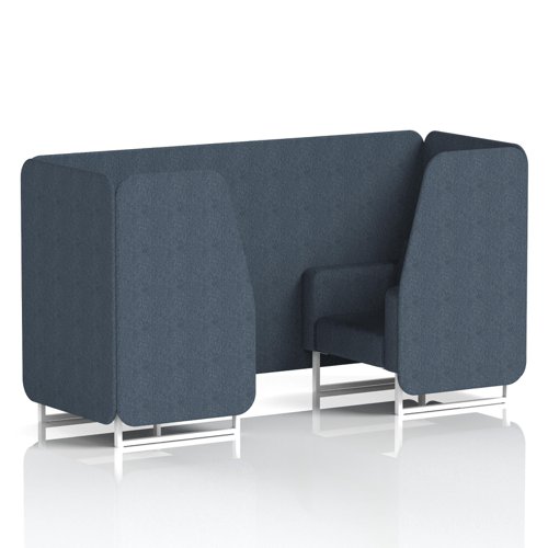 Brixworth 2 Seater Booth With White Legs In Rivet Fabric - Crucible Panels And Sofa