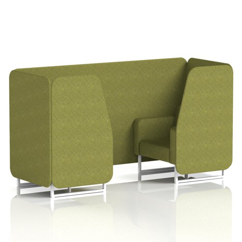 Brixworth 2 Seater Booth With White Legs In Rivet Fabric - Olive Panels And Sofa