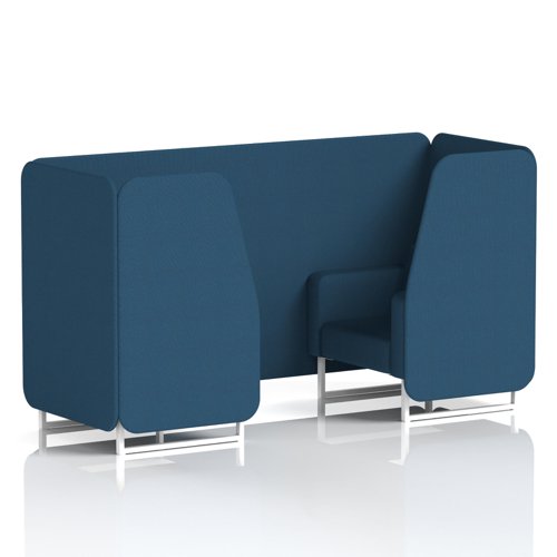 Brixworth 2 Seater Booth With White Legs In Sumi Fabric - Uto Panels And Sofa