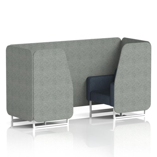 Brixworth 2 Seater Booth With White Legs In Rivet Fabric - Prime Panels And Crucible Sofa