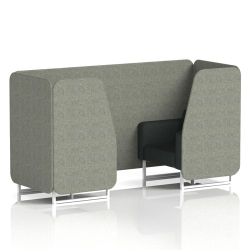 Brixworth 2 Seater Booth With White Legs In Rivet Fabric - Vitreous Panels And Charcoal Sofa