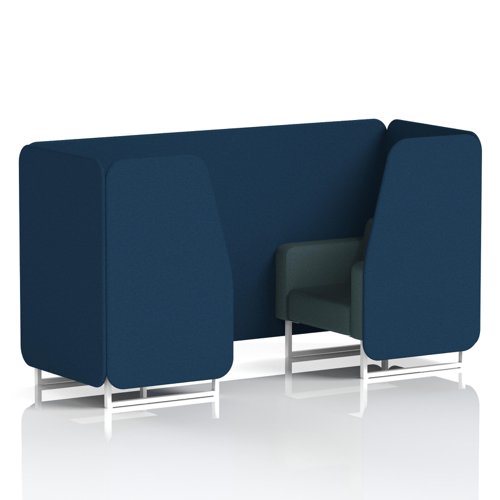 Brixworth 2 Seater Booth With White Legs In X2 Fabric - Calculus Panels And Polygon Sofa