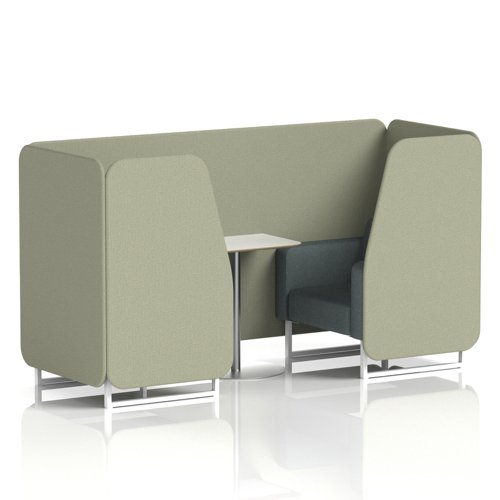 Brixworth 2 Seater Booth With White Legs And White Table With Silver Leg In Main Line Flax Fabric - Newbury Panels And Westminster Sofa