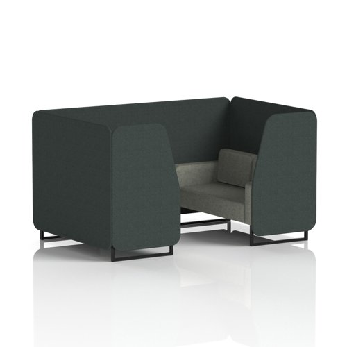 Brixworth 4 Seater Booth With Black Legs In Rivet Fabric - Charcoal Panels And Vitreous Sofa