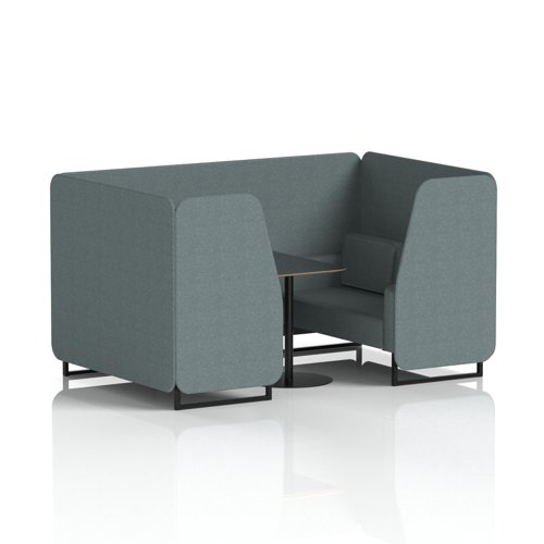 Brixworth 4 Seater Booth With Black Legs And Black Table With Black Leg In Main Line Flax Fabric - Westminster Panels And Sofa