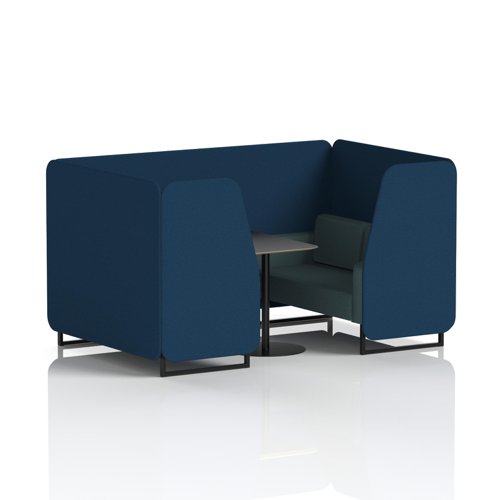 Brixworth 4 Seater Booth With Black Legs And Black Table With Black Leg In X2 Fabric - Calculus Panels And Polygon Sofa