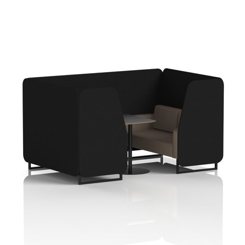 Brixworth 4 Seater Booth With Black Legs And Black Table With Black Leg In X2 Fabric - Diameter Panels And Theory Sofa
