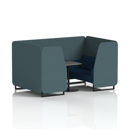 Brixworth 4 Seater Booth With Black Legs And Black Table With Black Leg In X2 Fabric - Polygon Panels And Calculus Sofa