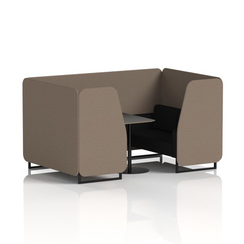 Brixworth 4 Seater Booth With Black Legs And Black Table With Black Leg In X2 Fabric - Theory Panels And Diameter Sofa