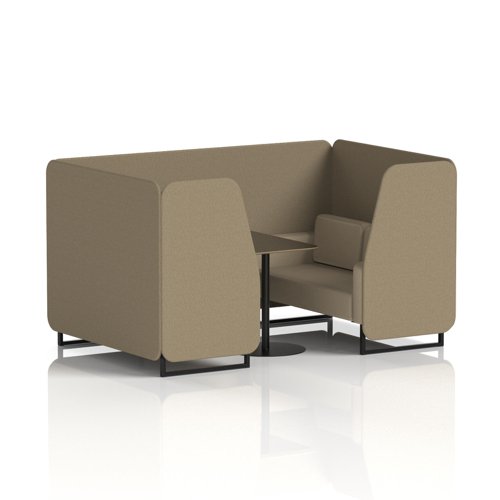 Brixworth 4 Seater Booth With Black Legs And Black Table With Black Leg In Main Line Flax Fabric - Bank Panels And Upminster Sofa