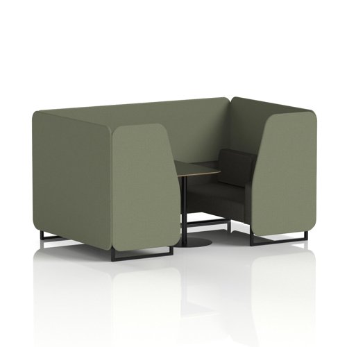 Brixworth 4 Seater Booth With Black Legs And Black Table With Black Leg In Main Line Flax Fabric - Monument Panels And Temple Sofa