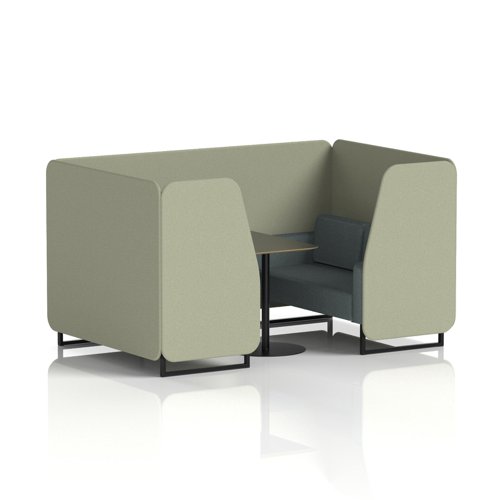 Brixworth 4 Seater Booth With Black Legs And Black Table With Black Leg In Main Line Flax Fabric - Newbury Panels And Westminster Sofa