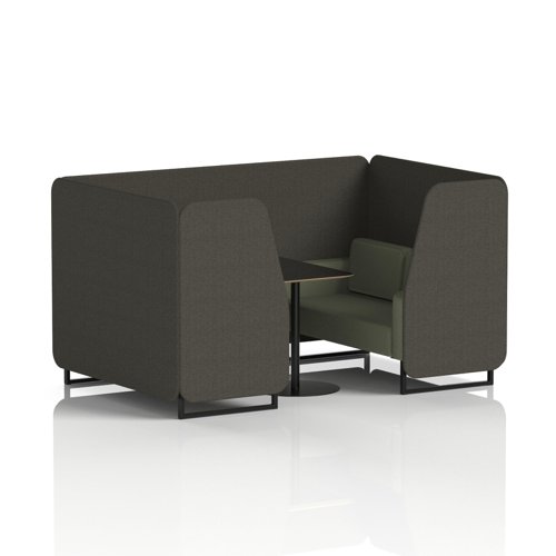 Brixworth 4 Seater Booth With Black Legs And Black Table With Black Leg In Main Line Flax Fabric - Temple Panels And Monument Sofa