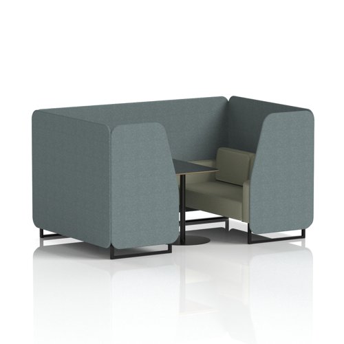 Brixworth 4 Seater Booth With Black Legs And Black Table With Black Leg In Main Line Flax Fabric - Westminster Panels And Newbury Sofa