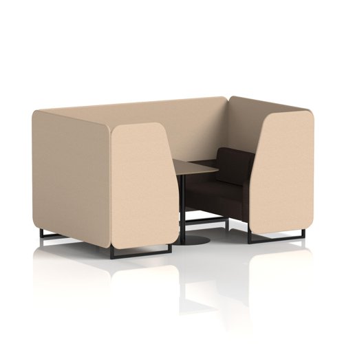 Brixworth 4 Seater Booth With Black Legs And Black Table With Black Leg In Synergy Fabric - Affix Panels And Wed Sofa