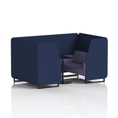 Brixworth 4 Seater Booth With Black Legs And Black Table With Black Leg In Synergy Fabric - Alike Panels And Order Sofa