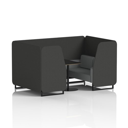 Brixworth 4 Seater Booth With Black Legs And Black Table With Black Leg In Synergy Fabric - Mix Panels And Partner Sofa