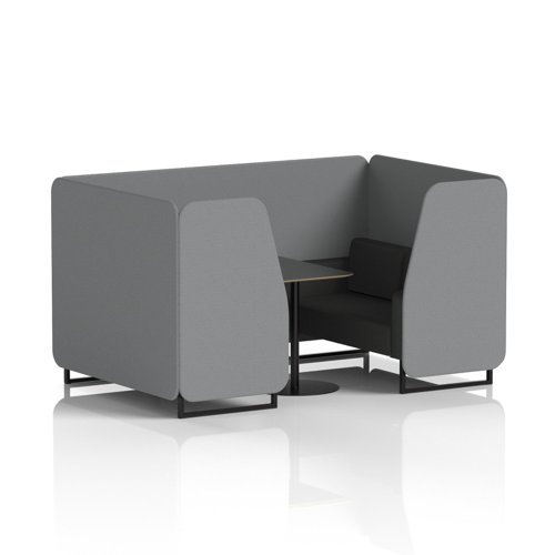 Brixworth 4 Seater Booth With Black Legs And Black Table With Black Leg In Synergy Fabric - Partner Panels And Mix Sofa
