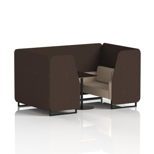Brixworth 4 Seater Booth With Black Legs And Black Table With Black Leg In Synergy Fabric - Wed Panels And Affix Sofa