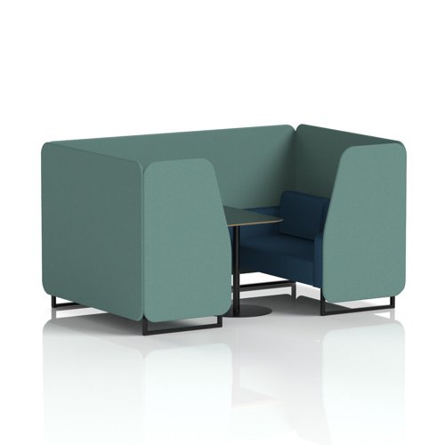 Brixworth 4 Seater Booth With Black Legs And Black Table With Black Leg In Sumi Fabric - Handa Panels And Uto Sofa