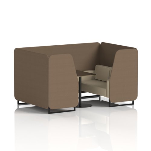 Brixworth 4 Seater Booth With Black Legs And Black Table With Black Leg In Sumi Fabric - Osaka Panels And Zen Sofa