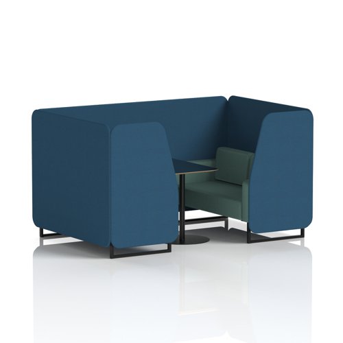 Brixworth 4 Seater Booth With Black Legs And Black Table With Black Leg In Sumi Fabric - Uto Panels And Handa Sofa