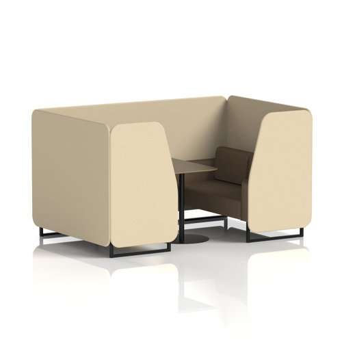 Brixworth 4 Seater Booth With Black Legs And Black Table With Black Leg In Sumi Fabric - Zen Panels And Osaka Sofa