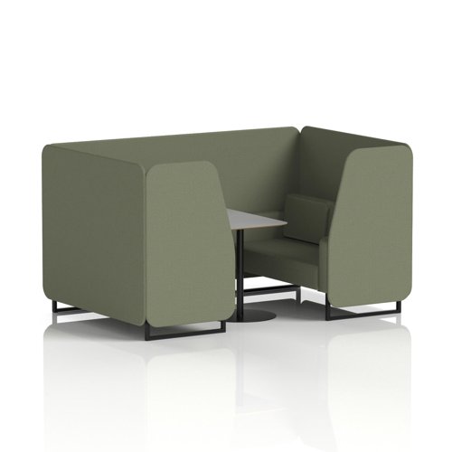Brixworth 4 Seater Booth With Black Legs And Grey Table With Black Leg In Main Line Flax Fabric - Monument Panels And Sofa