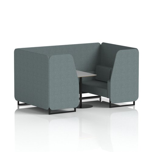 Brixworth 4 Seater Booth With Black Legs And Grey Table With Black Leg In Main Line Flax Fabric - Westminster Panels And Sofa