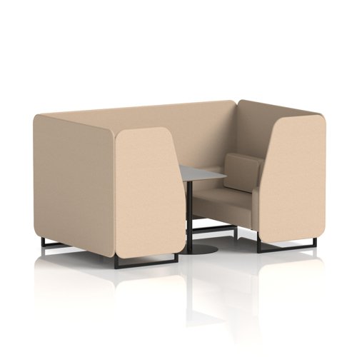 Brixworth 4 Seater Booth With Black Legs And Grey Table With Black Leg In Synergy Fabric - Affix Panels And Sofa