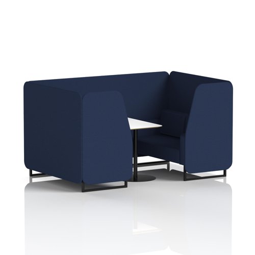 Brixworth 4 Seater Booth With Black Legs And White Table With Black Leg In Synergy Fabric - Alike Panels And Sofa