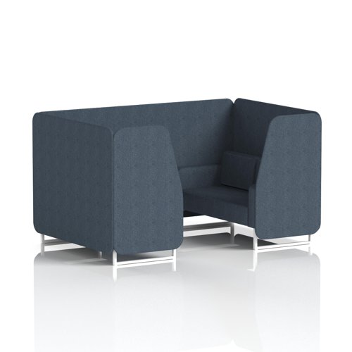 Brixworth 4 Seater Booth With White Legs In Rivet Fabric - Crucible Panels And Sofa