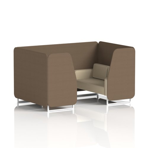 Brixworth 4 Seater Booth With White Legs In Sumi Fabric - Osaka Panels And Zen Sofa