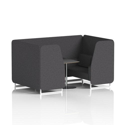 Brixworth 4 Seater Booth With White Legs And Black Table With Silver Leg In X2 Fabric - Arithmetic Panels And Sofa