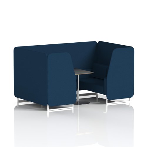 Brixworth 4 Seater Booth With White Legs And Black Table With Silver Leg In X2 Fabric - Calculus Panels And Sofa