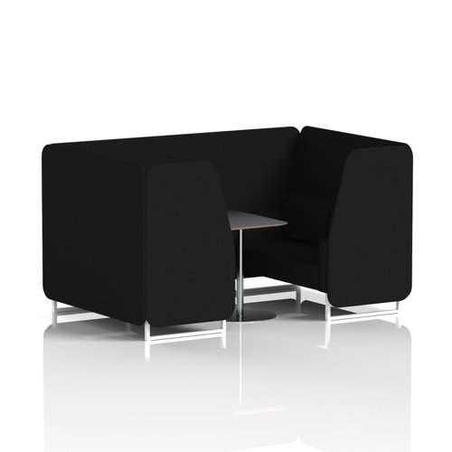 Brixworth 4 Seater Booth With White Legs And Black Table With Silver Leg In X2 Fabric - Diameter Panels And Sofa