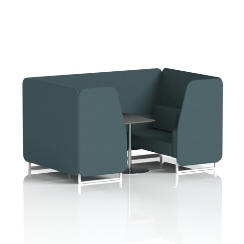 Brixworth 4 Seater Booth With White Legs And Black Table With Silver Leg In X2 Fabric - Polygon Panels And Sofa