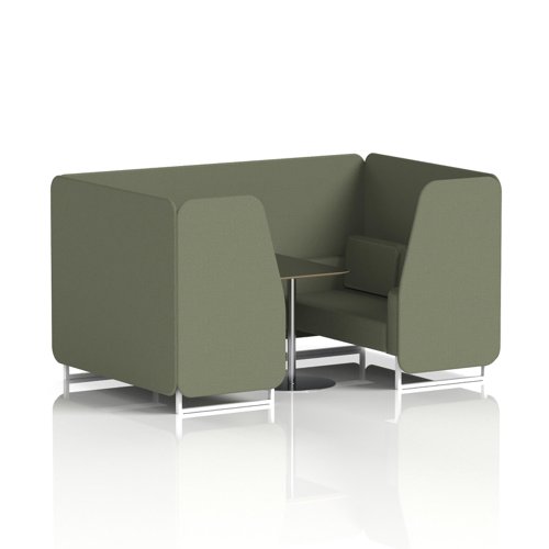 Brixworth 4 Seater Booth With White Legs And Black Table With Silver Leg In Main Line Flax Fabric - Monument Panels And Sofa