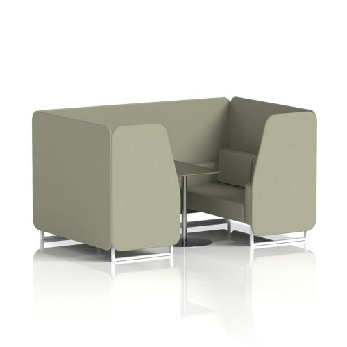 Brixworth 4 Seater Booth With White Legs And Black Table With Silver Leg In Main Line Flax Fabric - Newbury Panels And Sofa