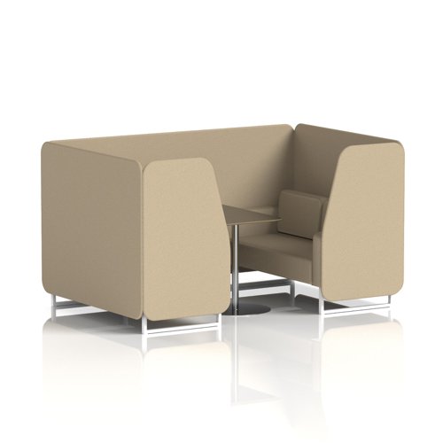 Brixworth 4 Seater Booth With White Legs And Black Table With Silver Leg In Main Line Flax Fabric - Upminster Panels And Sofa