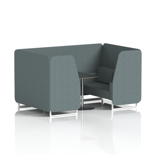 Brixworth 4 Seater Booth With White Legs And Black Table With Silver Leg In Main Line Flax Fabric - Westminster Panels And Sofa