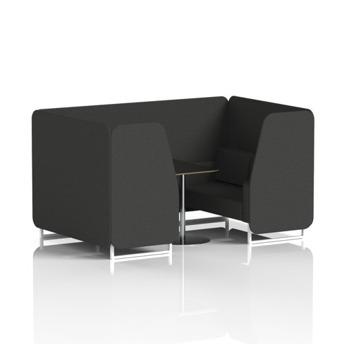 Brixworth 4 Seater Booth With White Legs And Black Table With Silver Leg In Synergy Fabric - Mix Panels And Sofa