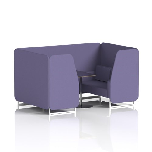 Brixworth 4 Seater Booth With White Legs And Black Table With Silver Leg In Synergy Fabric - Order Panels And Sofa
