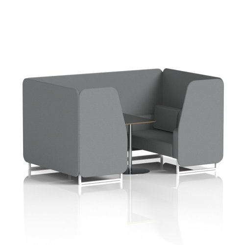 Brixworth 4 Seater Booth With White Legs And Black Table With Silver Leg In Synergy Fabric - Partner Panels And Sofa