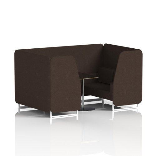 Brixworth 4 Seater Booth With White Legs And Black Table With Silver Leg In Synergy Fabric - Wed Panels And Sofa