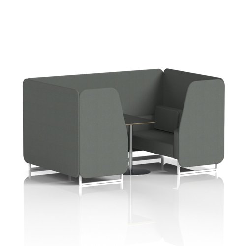 Brixworth 4 Seater Booth With White Legs And Black Table With Silver Leg In Sumi Fabric - Kobe Panels And Sofa